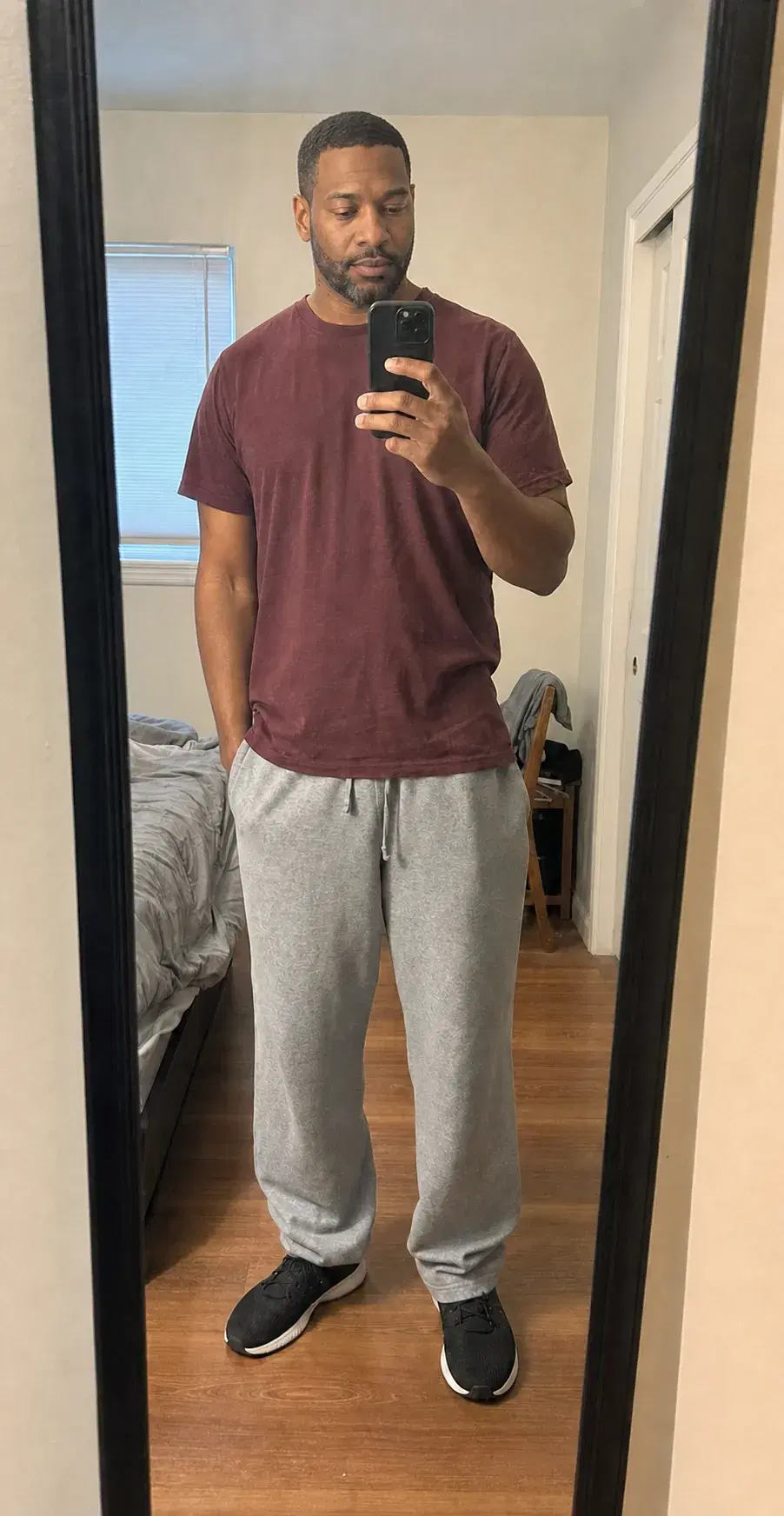 Full-body mirror photo used as another Dressd styling input example